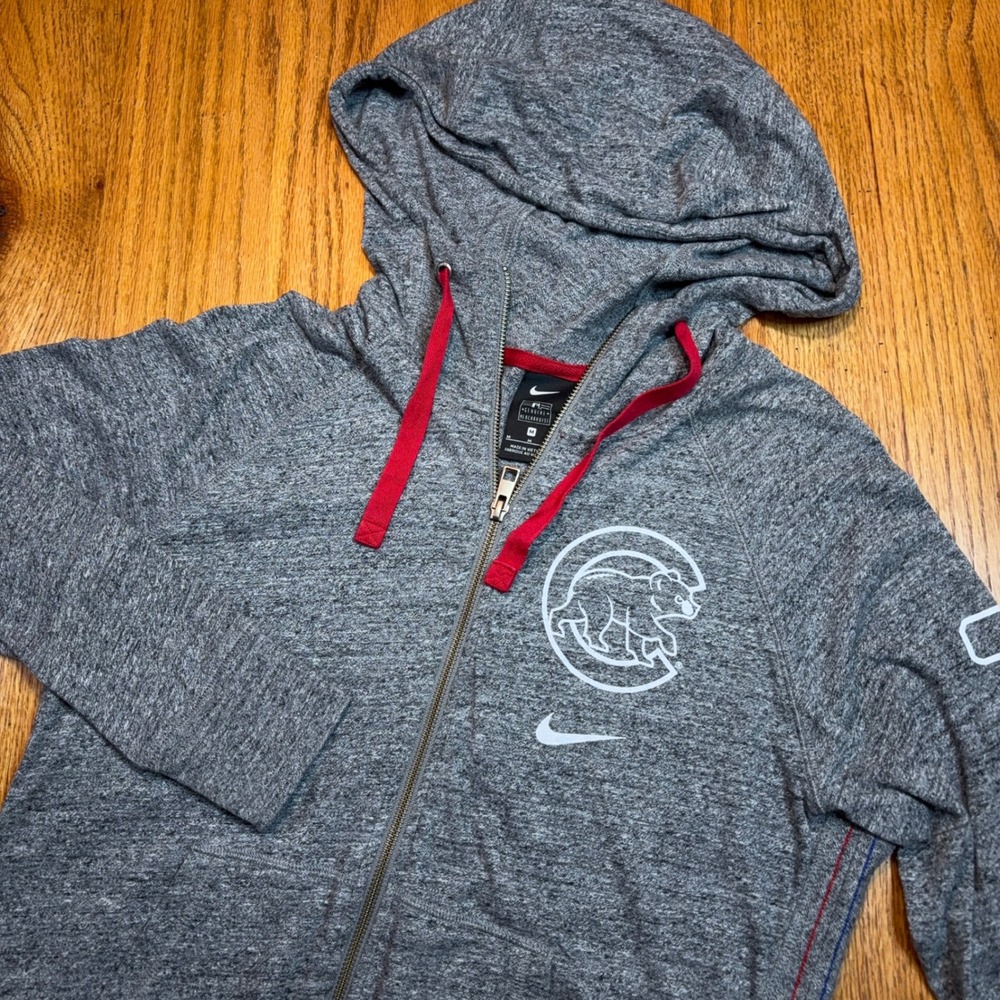 Nike Chicago Cubs Hoodie Women Medium Gray Full Zip MLB Baseball Graphic Logo